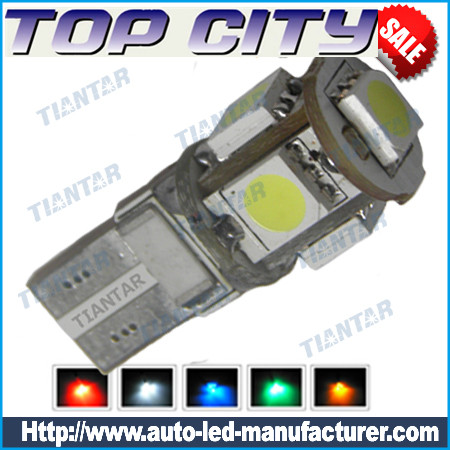 Topcity Euro Error Free 5-SMD-5050 T10 2825 W5W LED 
    Bulbs - Canbus led